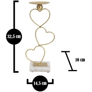 Mauro Ferretti Candelabro Corazones 14,5x10x32,5 cm dorado blanco