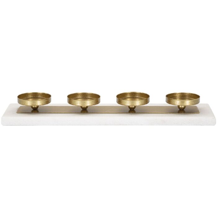 Mauro Ferretti Candelabro de mármol para 4 velas 40x10x5 cm dorado