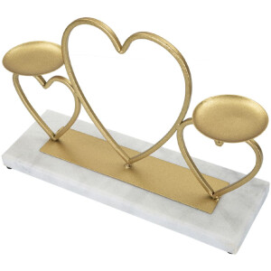 Mauro Ferretti Candelabro Corazones para 2 Velas 30x9x20 cm dorado