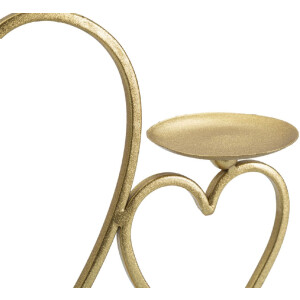 Mauro Ferretti Candelabro Corazones para 2 Velas 30x9x20 cm dorado