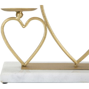 Mauro Ferretti Candelabro Corazones para 2 Velas 30x9x20 cm dorado