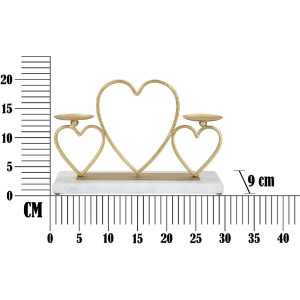 Mauro Ferretti Candelabro Corazones para 2 Velas 30x9x20 cm dorado