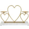 Mauro Ferretti Candelabro Corazones para 2 Velas 30x9x20 cm dorado