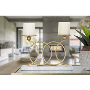 Mauro Ferretti Candelabro Infinito para 2 Velas 30x9x20 cm dorado