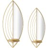 Mauro Ferretti Soportes para velas en forma de hoja - Set de 2 piezas, tamaños 18x13x41 cm y 15x13x35 cm color dorado