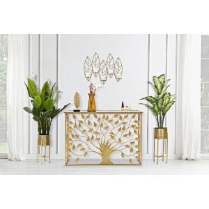 Mauro Ferretti Soportehalador de velas en forma de hoja para 5 velas 66x14x56 cm dorado