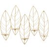 Mauro Ferretti Soportehalador de velas en forma de hoja para 5 velas 66x14x56 cm dorado