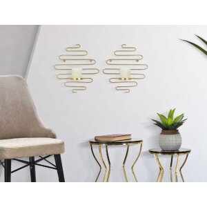 Mauro Ferretti Soportes para velas de pared Alid Set de 2 33x10x34 cm gold