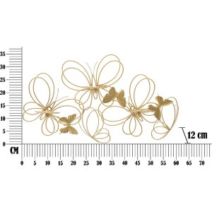 Mauro Ferretti Candelabro de pared Mariposas 3 luces 61x12x34 cm dorado