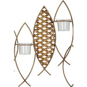 Mauro Ferretti portavelas de pared pez 4 luces 66x9x40,5...