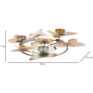 Mauro Ferretti Candelabro Glänzen 3 Lámparas 39x35,5x7 cm Multicolor