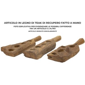Mauro Ferretti Candelabro de teca 4 luces 51x14x6 cm marrón