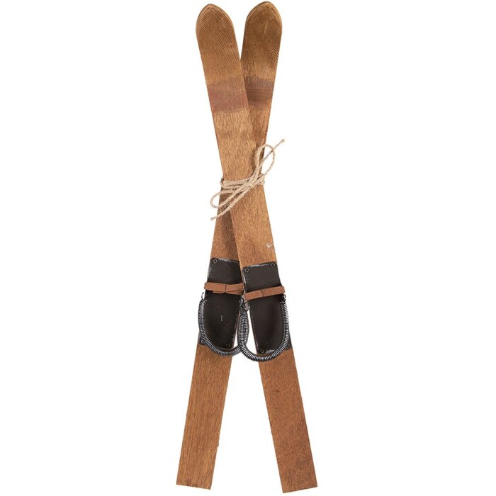 Clayre & Eef Decoración Esquí Set 2 Hierro Madera Marrón 60 cm Estilo Retro Vintage