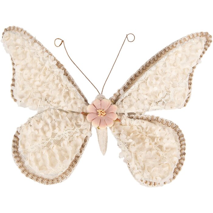 Clayre & Eef Decoración Mariposa Beige 30x3x24 cm