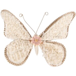 Clayre & Eef Decoración Mariposa Beige 30x3x24 cm