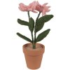 Clayre & Eef Flor decorativa en maceta Rosa 26 cm Estilo country Textil Plástico