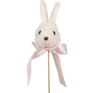 Clayre & Eef Plant Plug Conejo Blanco Rosa 7x7x33 cm