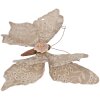 Clayre & Eef Mariposa decorativa Beige 28x4x22 cm Estilo campestre con bordado