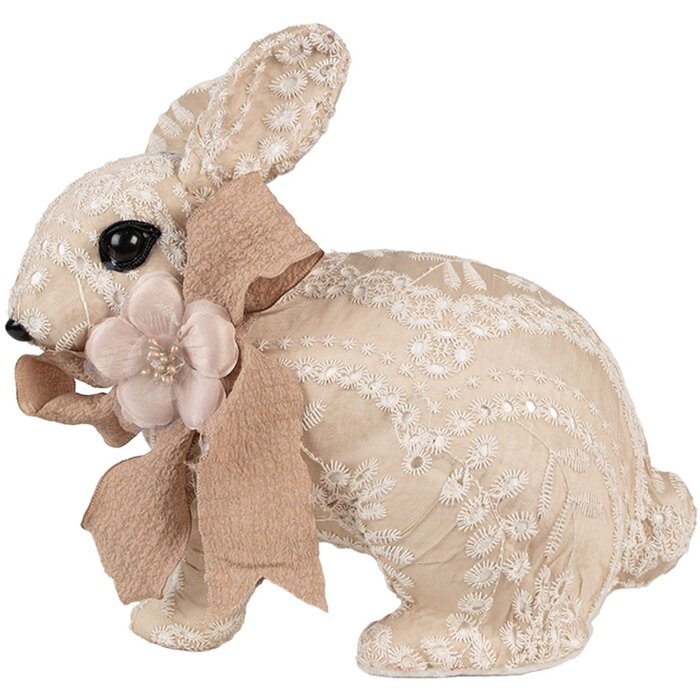 Clayre & Eef Conejo Decorativo Beige 26x15x23 cm Decoración de Pascua estilo campestre