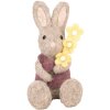 Clayre & Eef Conejo Decorativo con Flor Beige Morado 10x10x19 cm
