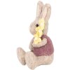 Clayre & Eef Conejo Decorativo con Flor Beige Morado 10x10x19 cm