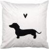 Funda de cojín Clayre & Eef 45x45 cm motivo perro salchicha blanco estilo rústico poliéster