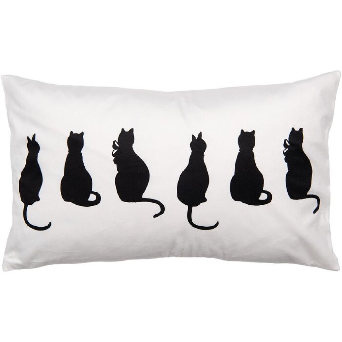 Funda de cojín Clayre & Eef PWS36-1 30x50 cm motivo gato blanco negro