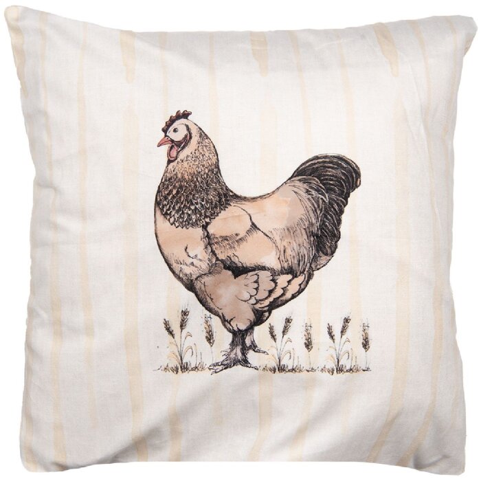 Clayre & Eef funda de cojín RFL24 45x45 cm beige marrón pollo