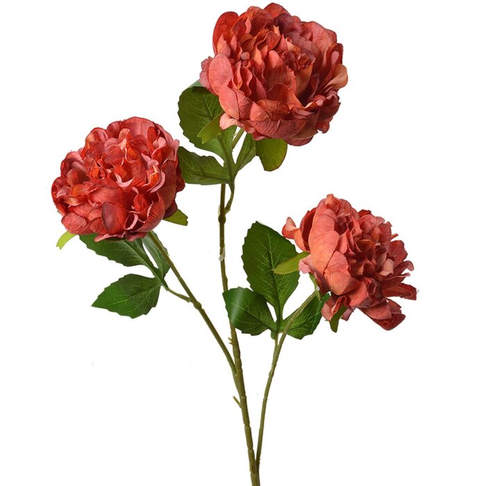 Clayre & Eef Rama Decorativa con Flores Naranja Verde 12x8x80 cm