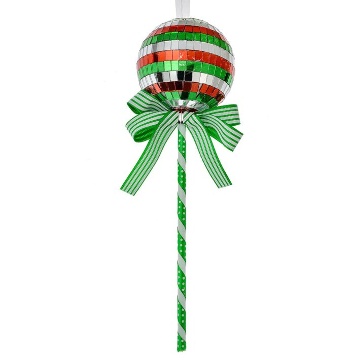 Clayre & Eef Etiqueta Navidad Piruleta Ø9x25cm Plástico Verde Rojo
