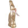 Clayre & Eef conejo decorativo oro 11x5x22 cm lazo plástico textil