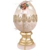 Clayre & Eef Huevo decorativo Ø 20x38 cm Beige Rosa Oro Pascua Decoración Textil Plástico
