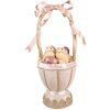 Clayre & Eef Cesta Decorativa Rosa Ø20x47 cm Estilo Campestre con Lazos Pollitos
