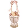 Clayre & Eef Cesta Decorativa Rosa Ø20x47 cm Estilo Campestre con Lazos Pollitos