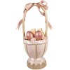 Clayre & Eef Cesta Decorativa Rosa Ø20x47 cm Estilo Campestre con Lazos Pollitos