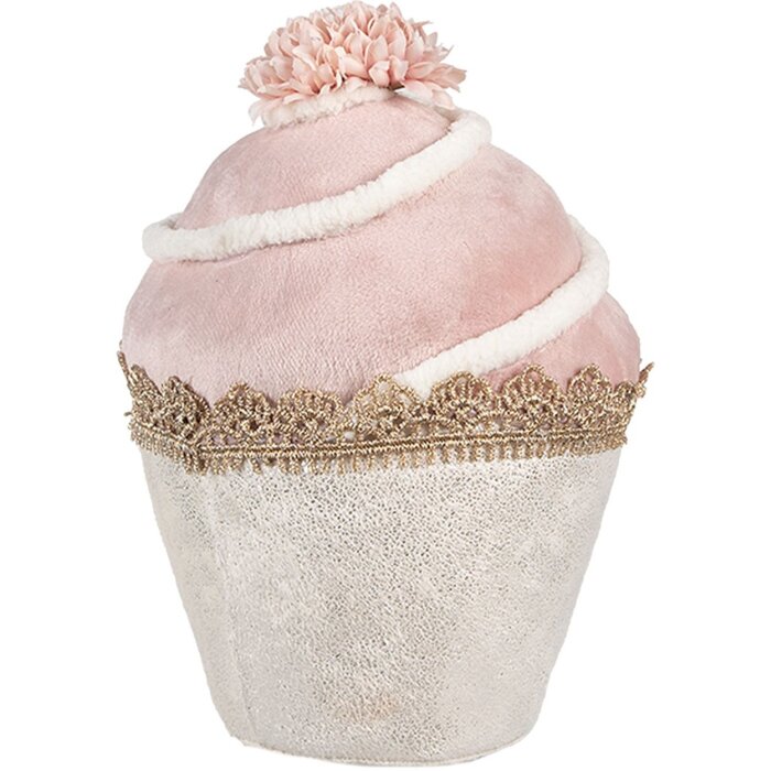 Clayre & Eef Decoración Cupcake Rosa Beige Ø11x16cm