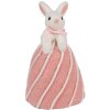 Clayre & Eef Conejo Decorativo Blanco Rosa Ø8x14cm Plástico Textil Estilo Campestre
