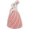 Clayre & Eef Conejo Decorativo Blanco Rosa Ø8x14cm Plástico Textil Estilo Campestre