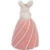 Clayre & Eef Conejo Decorativo Blanco Rosa Ø8x14cm Plástico Textil Estilo Campestre