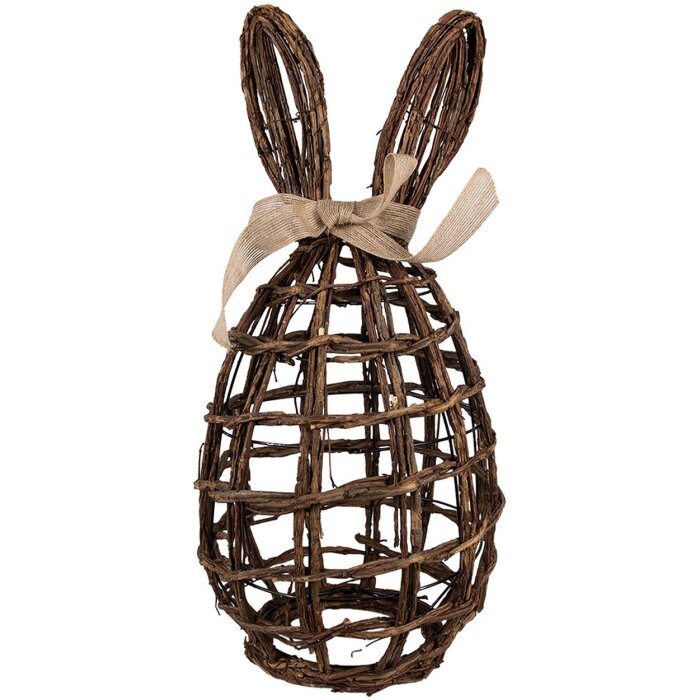 Clayre & Eef Decorativo Conejo Ratán Marrón 23x22x45 cm Estilo Campestre