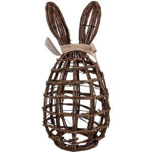 Clayre & Eef Decorativo Conejo Ratán Marrón 23x22x45 cm Estilo Campestre