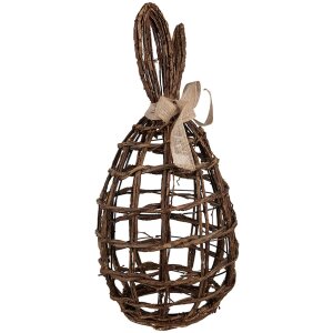 Clayre & Eef Decorativo Conejo Ratán Marrón 23x22x45 cm Estilo Campestre