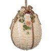 Huevo Colgante Clayre & Eef Beige Ø 20x29 cm con Flores y Cinta de Yute