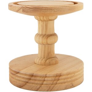 Clayre & Eef vaso campana base madera Ø14x34cm transparente marrón estilo country