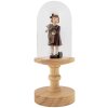 Clayre & Eef vaso campana base madera Ø14x34cm transparente marrón estilo country