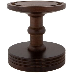Clayre & Eef vaso campana base madera Ø14x34cm transparente marrón estilo country