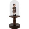 Clayre & Eef vaso campana base madera Ø14x34cm transparente marrón estilo country