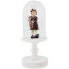 Clayre & Eef vaso campana Ø14x34cm blanco estilo campestre con base de madera