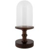 Clayre & Eef campana de vidrio base de madera Ø17x40cm estilo campestre de vidrio marrón