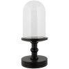 Clayre & Eef Vaso campana Ø17x40cm Transparente con base de madera negra